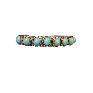Elegant Silver Tone and Faux Turquoise Bracelet Cuff